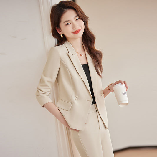 White suit jacket female spring and autumn professional wear temperament goddess fan workplace formal wear small casual suit suit 