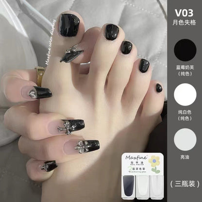 2024 new three-color nail polish no-bake quick-drying set long-lasting tearable water-based whitening nail polish spot wholesale 