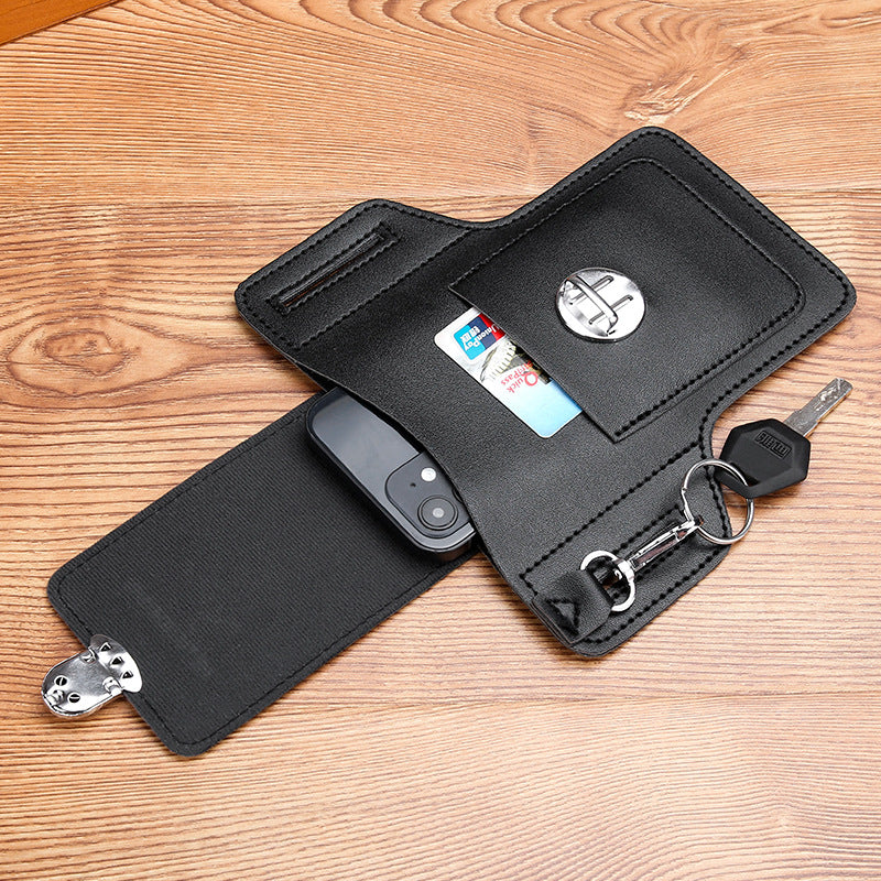 Upgrade the new mobile phone waist bag men's construction site work mobile phone leather case can put cigarette case hanging key wear belt special 