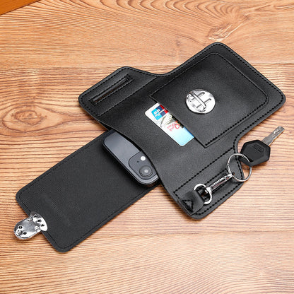 Upgrade the new mobile phone waist bag men's construction site work mobile phone leather case can put cigarette case hanging key wear belt special 