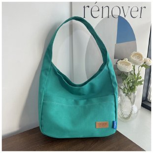 ins solid color simple design sense all-match bag hand bag college students class shoulder bag large capacity tote bag 