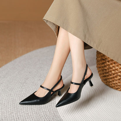 699-80 High-end sense of small fragrant style pointed toe high heels new fashion Baotou empty sandals simple stiletto women 