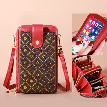 2022 New Fashion Women's Touch Screen Mobile Phone Bag Korean Style Crossbody Shoulder Small Shoulder Bag Multifunctional Mobile Phone Bag 