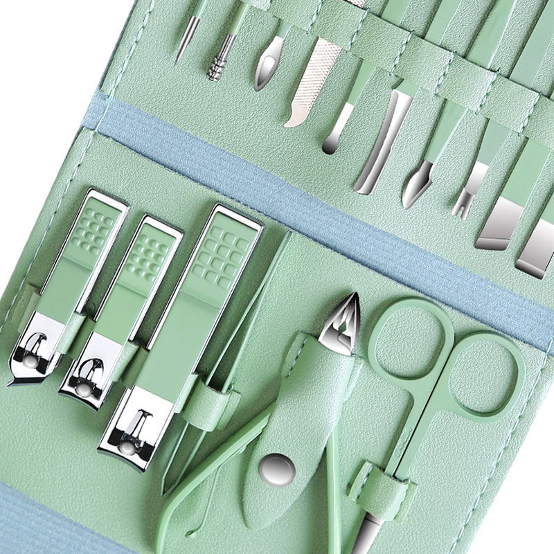 Ready stock nail clipper set 16 pieces candy green pedicure manicure manicure tools nail clippers nail clipper set 