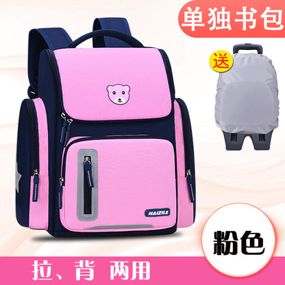 Primary school students trolley space school bag 1-3-6 years boys and girls unicorn detachable six-wheeled climbing bag with wheels 