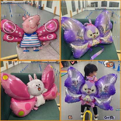 Star Dew Wings Peppa Pig Wings Balloon Coni Rabbit with Lighted Wings Children's Festival Inflatable Toy Cartoon Aluminum Film 