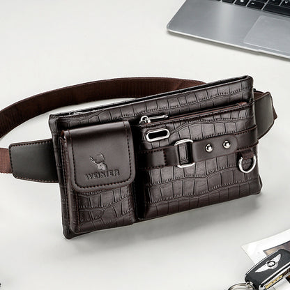 Men's Fashion Retro Mobile Phone Waist Bag Outdoor Men's Messenger Chest Bag Waterproof Texture Cashier Waist Bag Commuting