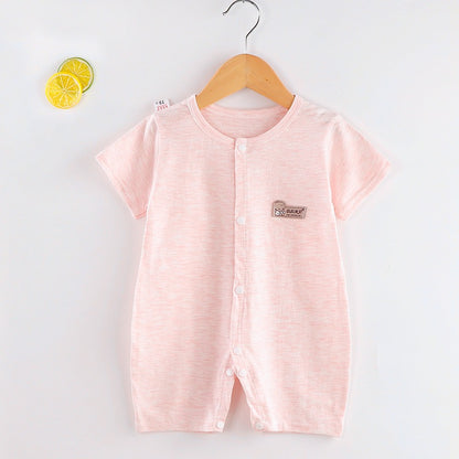 2022 baby onesie baby pure cotton buttoned clothes solid color harem newborn crawling suit thin section 0-18 months 