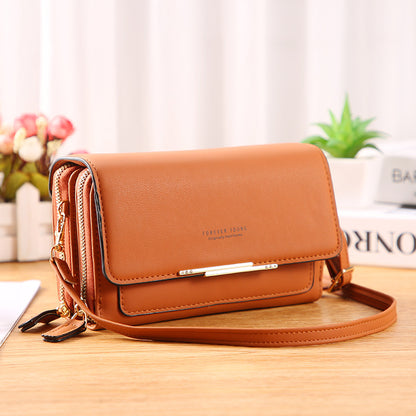 2022 new PU women's wallet Korean version large-capacity multi-functional shoulder bag mid-length mobile phone bag coin purse 