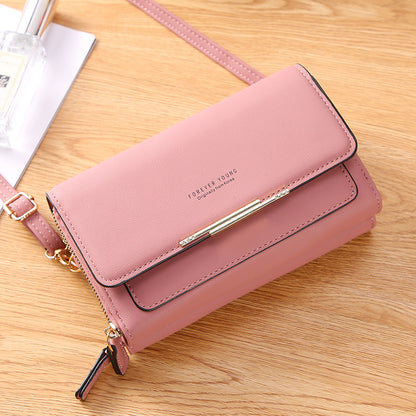 2022 new PU women's wallet Korean version large-capacity multi-functional shoulder bag mid-length mobile phone bag coin purse 