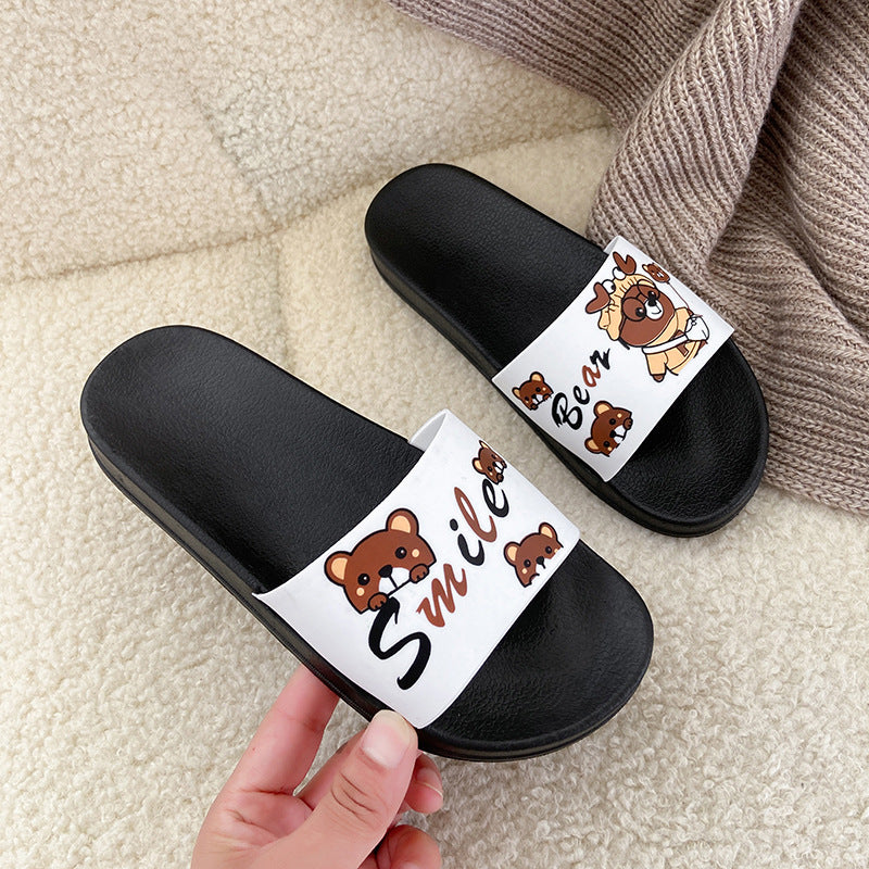 Spring and summer new slippers female Korean version of the student cartoon casual indoor home non-slip sandals thick-soled outerwear women's shoes