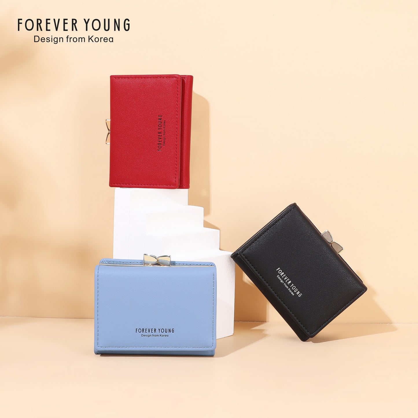 Forever Young Wallet Women's Short Cute Japanese Student Wallet Korean Style ရိုးရှင်းသော အကြွေစေ့သုံးအိတ်