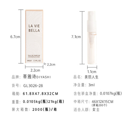 Internet celebrity with the same fragrance 3ml trial perfume women's perfume q version test tube perfume sample wholesale replacement for big-name perfume 