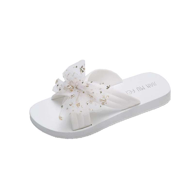 2022 new summer sandals and slippers for women to wear fashion trendy Korean version of the bow thick bottom non-slip wear-resistant ladies slippers 