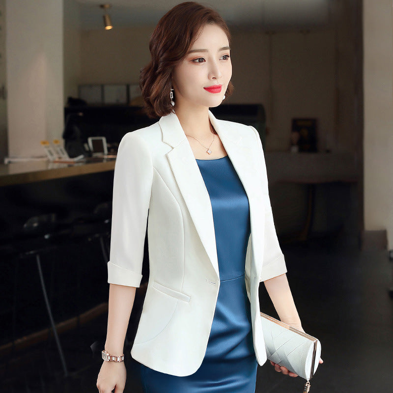 White Small Suit Jacket Women's Suit Skirt Two-piece Summer Thin Section Fashion Temperament Goddess Fan Professional Formal Suit 