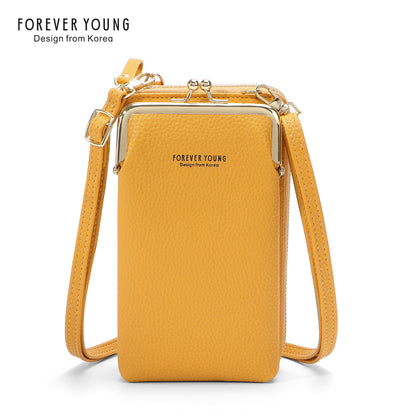 foreveryoung mobile phone bag crossbody Women's bag ရိုးရှင်းပြီး ခေတ်ဆန်သော လိုက်ချီးပုံစံ ကြီးမားသောစွမ်းရည်အကြွေစေ့ပိုက်ဆံအိတ် နိုင်ငံခြားရောင်းဝယ်ရေး 