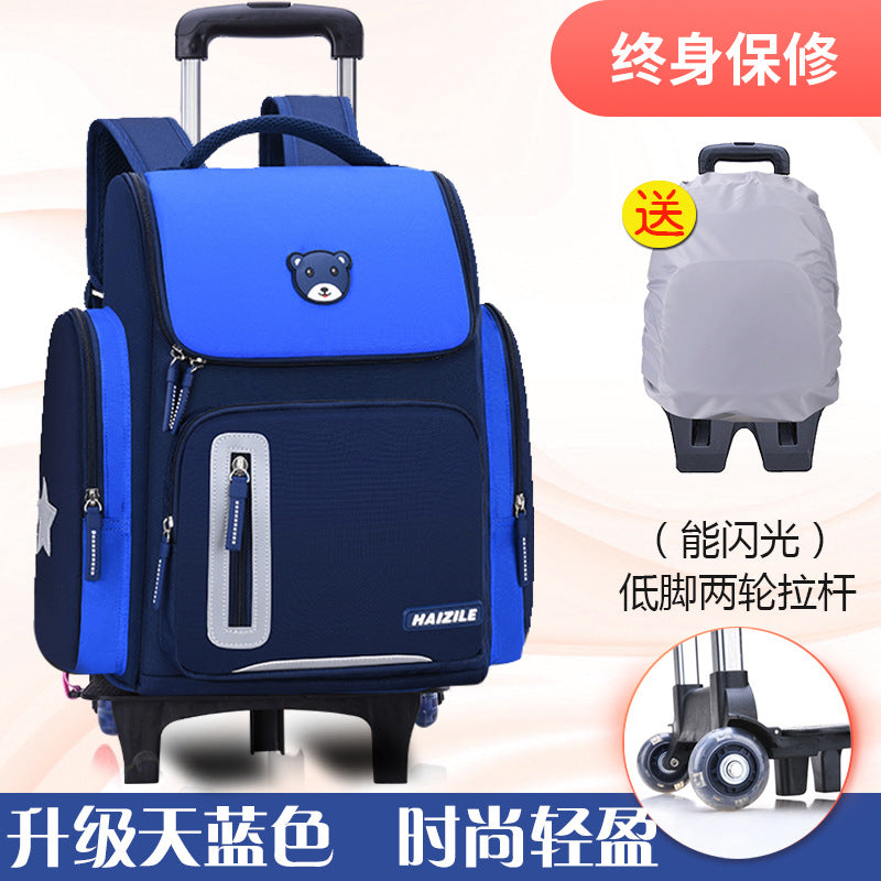 Primary school students trolley space school bag 1-3-6 years boys and girls unicorn detachable six-wheeled climbing bag with wheels 