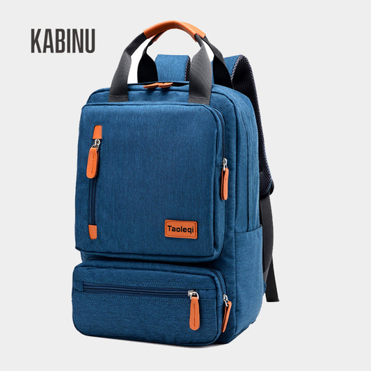 Kabinu casual backpack, middle school and high school student bag, contrast color mommy bag, Oxford cloth business computer bag 