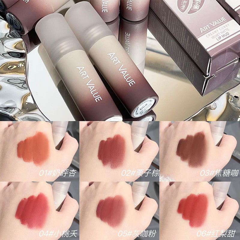 Art Value Milk Coffee Velvet Matte Lip Mud Soft Mist Whitening Lip Glaze Not Picky About Skin All-match Makeup Autumn and Winter Cross-border 