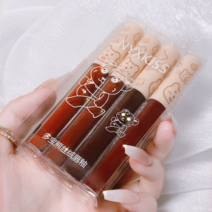 Duobao Bear new wholesale one pack lip glaze 04# red pear berry matte matte lip gloss wholesale one piece 