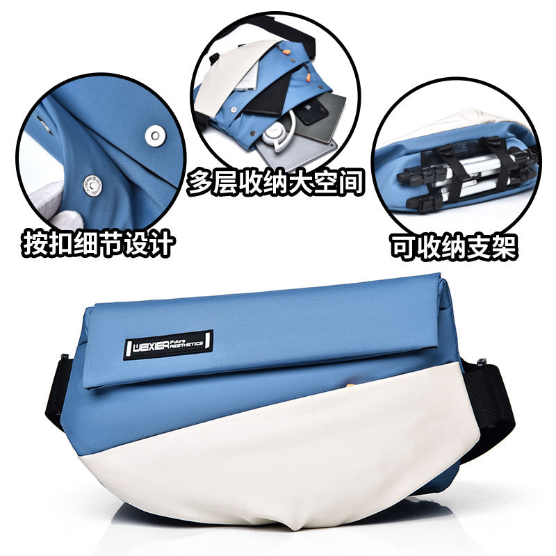 Fashion Color Chest Bag Men's Backpack One Shoulder Messenger Bag Large Capacity Wear-Resisting Sports Messenger Chest Bag 