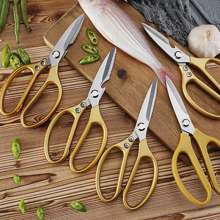 Hot selling stainless steel kitchen scissors multi-functional barbecue food chicken bone scissors Japanese strong aluminum handle scissors SK5 scissors 