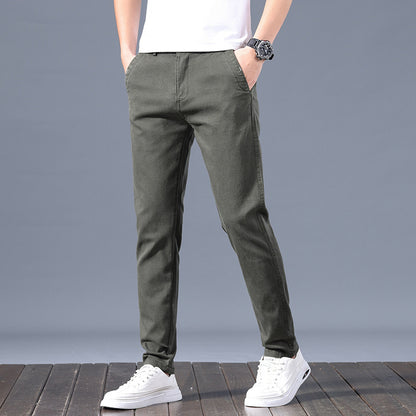 2023 Spring and Autumn New Casual Pants Men's Straight Slim Elastic Elastic Waist Overalls Youth Men's Trousers Wholesale 