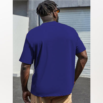 Cross-border large size foreign trade custom small batch men's T-shirt solid color plus fertilizer plus size T-shirt round neck brawny short-sleeved T-shirt 