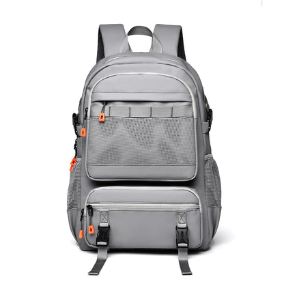 Kabinu solid color backpack casual leather membrane waterproof middle school student school bag work business computer bag outdoor backpack 