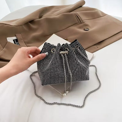 Summer small bag women 2023 new trendy diamond bag chain full of diamond bucket bag niche fashion trend Messenger bag 