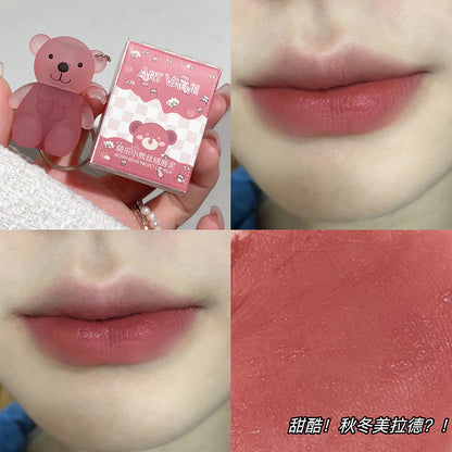 Art Value Cute Bear Velvet Lip Mud Soft Mist Whitening Silky Lip Glaze Low Saturation Tone Versatile Affordable 