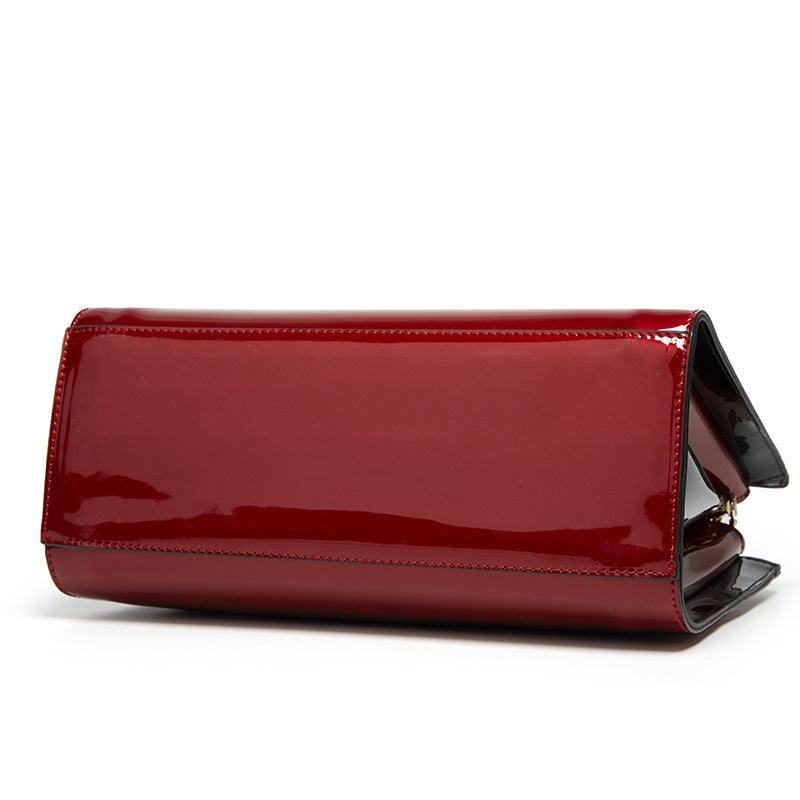 2023 patent leather women's bag middle-aged mother simple fashion trend handheld women's bag foreign trade shoulder women's bag one piece drop shipping 