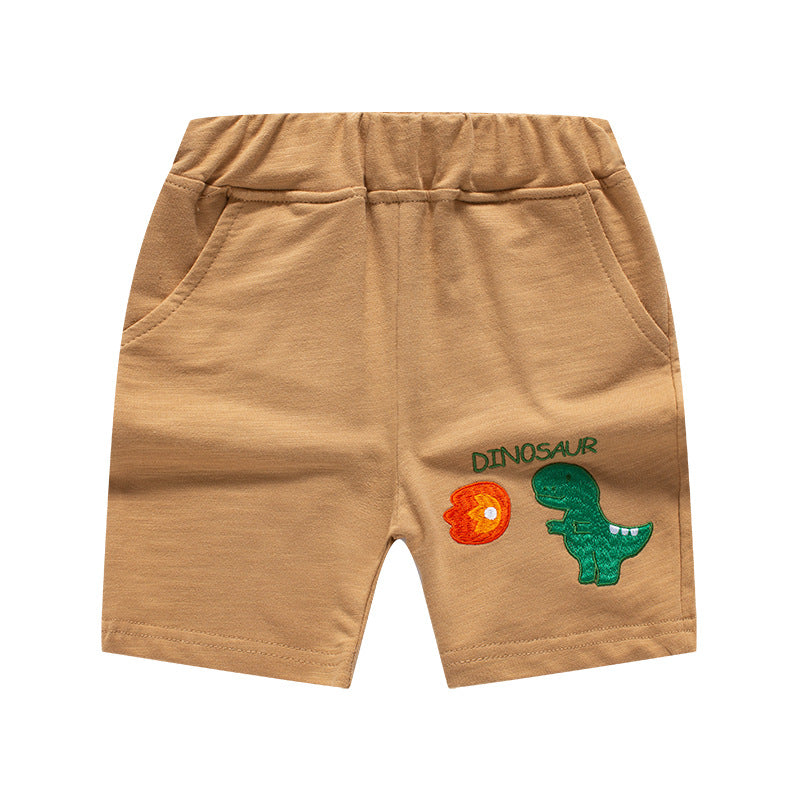 New Korean Style Summer Children's Shorts Cartoon Dinosaur Rusty Pants Boys' Fifth Fifth Pants One Piece ကလေးအဝတ်အထည် လက်ကား 