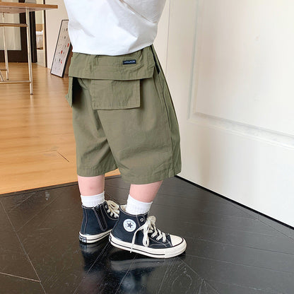 Maxi children's clothing children's work shorts 2024 summer new Korean version of the middle and large children's fashion boys' shorts trend 