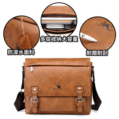 Men's Commuter Diagonal Shoulder Bag Computer Satchel Bag Men's Single Shoulder Messenger Bag Retro Casual Shoulder Bag Cross-border Men's Bag 