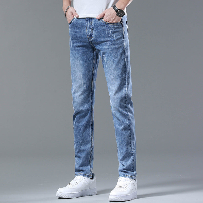 2023 New Jeans Men's Straight Slim Elastic Casual Pants Teen Trend Men's Long Pants လက်ကား