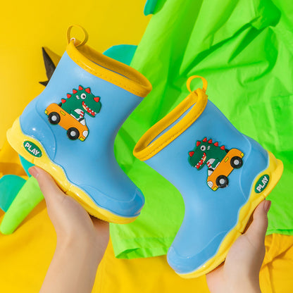 2022 new children's rain boots baby rain boots cute cartoon water shoes outdoor waterproof non-slip dinosaur boys and girls shoes 