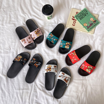 Spring and summer new slippers female Korean version of the student cartoon casual indoor home non-slip sandals thick-soled outerwear women's shoes