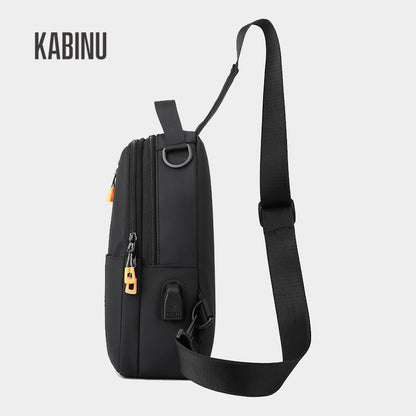 Kabinu new chest bag bag film business casual shoulder bag lightweight mobile phone bag usb student crossbody bag 