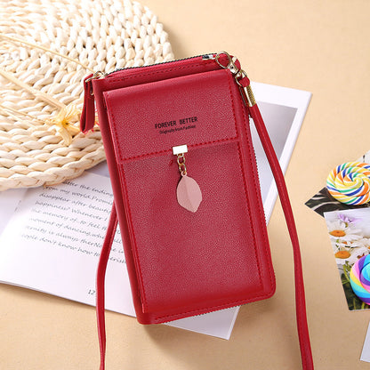 2022 New Mobile Phone Bag Korean Style Fashion Large Capacity Double Wall Wallet Multi-Function Ladies Messenger Bag 