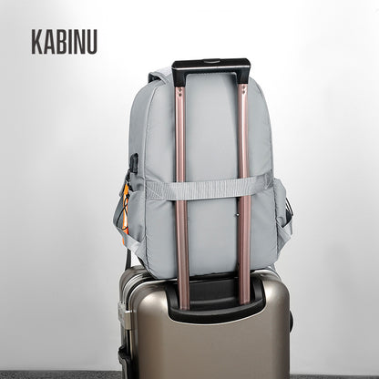 Kabinu new casual backpack men's leather film waterproof business work computer bag middle school student travel backpack 