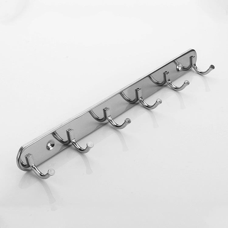 6 Hooks 10 Yuan Store Department Store Non-Magnetic Stainless Steel Bathroom Clothes Hooks Solid Wall Hanging Door Behind Coat Row Hooks Floor Stall Products 