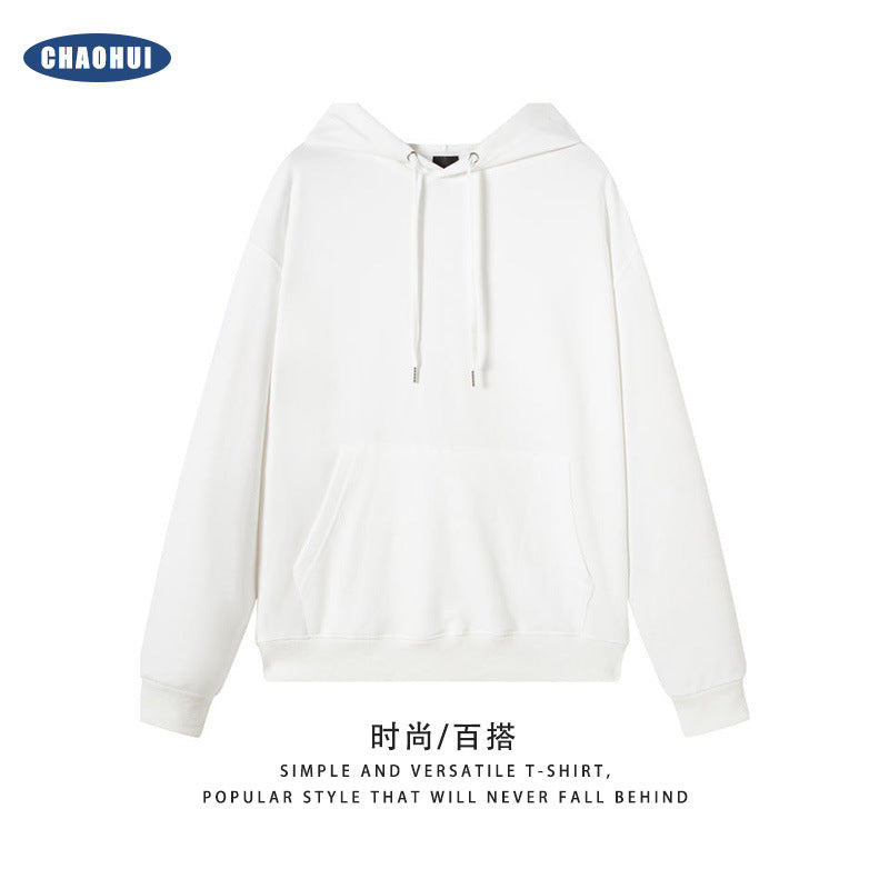 Autumn and winter new hooded sweater men's trendy brand solid color high-quality drop shoulders loose pullover hoodie couple models Guangzhou 