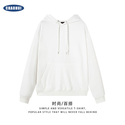 Autumn and winter new hooded sweater men's trendy brand solid color high-quality drop shoulders loose pullover hoodie couple models Guangzhou 