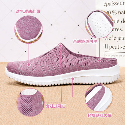 Shoes women's 2023 new foreign trade women's shoes cross-border large size cloth shoes breathable flying woven shoes soft bottom casual mother shoes 