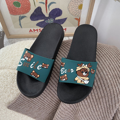 Spring and summer new slippers female Korean version of the student cartoon casual indoor home non-slip sandals thick-soled outerwear women's shoes