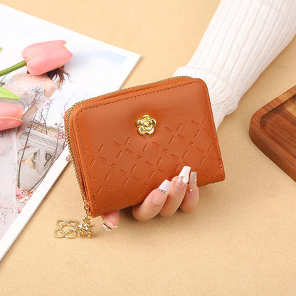 2023 new Korean version design mini ladies small wallet embossed with hardware PU leather cross-border wholesale factory direct sales 