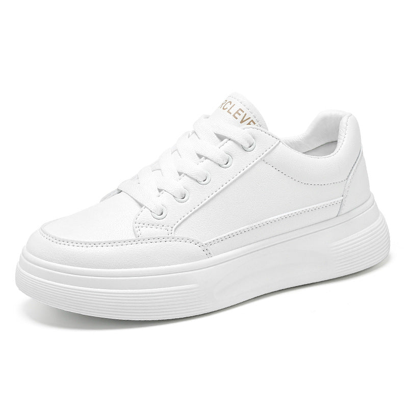 2022 Spring New Student Round Toe Sneakers Sports Leisure Single Shoes Thick Bottom Small White Shoes Women's Fashion White Wholesale 