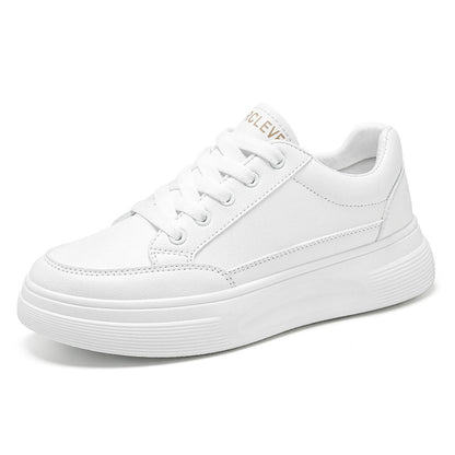 2022 Spring New Student Round Toe Sneakers Sports Leisure Single Shoes Thick Bottom Small White Shoes Women's Fashion White Wholesale 