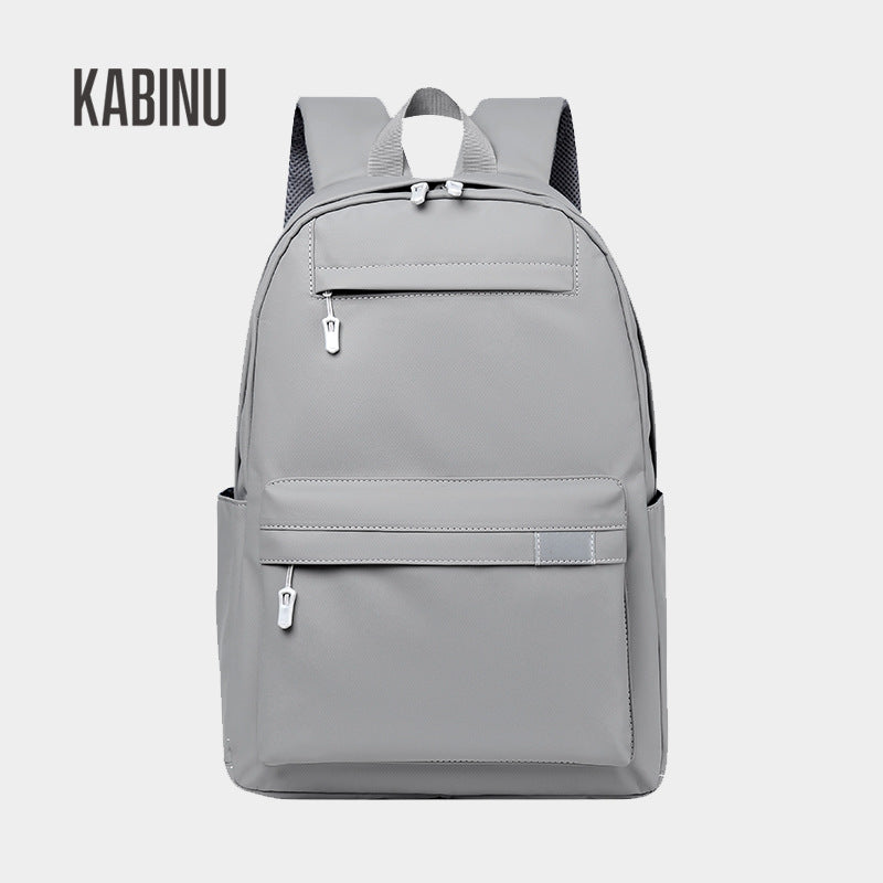 Kabinu casual backpack leather membrane water-repellent student school bag solid color business commuter computer backpack backpack 